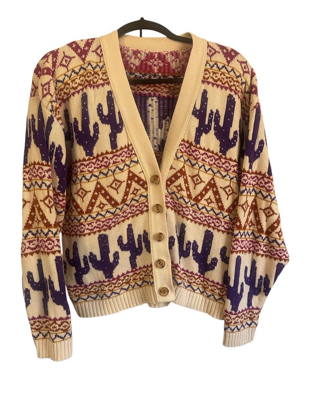Vintage western Cacti Aztec print cardigan women’s large